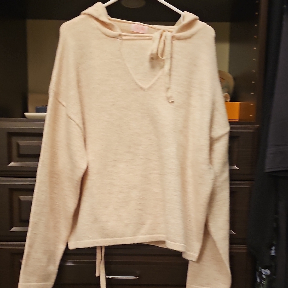 Pink Lily Cream Women's Hoodie And Skirt Set